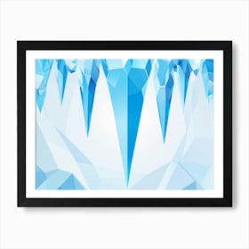 Abstract Polygonal Icicles Pattern Geometric Shapes Resembling Ice Cast In Various Shades Of White (3) Art Print