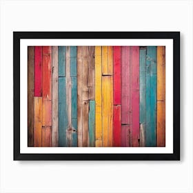 Colorful wood plank texture background 18 Art Print