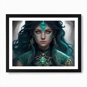 Girl With Green Eyes Art Print