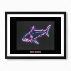 Neon Pink Blue Shark Poster 3 Art Print