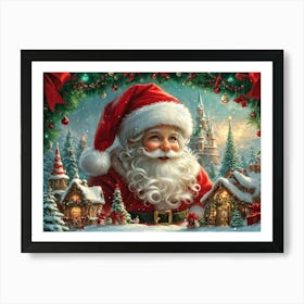 A Vividly Fluffy Red Santa Hat Brimming With Soft White Faux Fur Domes The Top In A Merry Celeb (3) Art Print