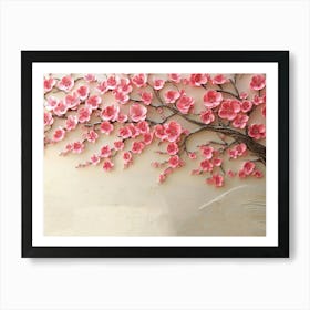 3d Picture of a Tree with Pink Flowers Background Custom Design Art 1 Art Print