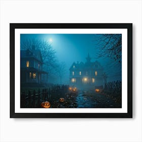 Haunting Halloween Greetings On A Misty Night (17) Art Print