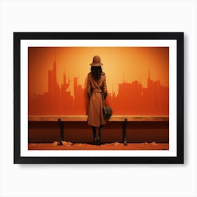 Woman In Hat And Coat Art Print