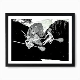 The Witches Ride on Their Brooms Tonight - Ida Rentoul Outhwaite - Witchy Vintage Remastered Flying Witches Illustration - Witchcore Cottagecore Fairycore Fairytale Art Print