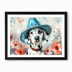 Dalmatian in blue hat Art Print