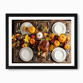 An Autumnal Composition On A Rustic Wooden Table Setting Featuring A Variety Of Harvested Ingredien (3) Art Print