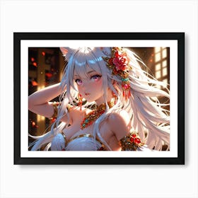 Anime Girl With White Hair Art Print