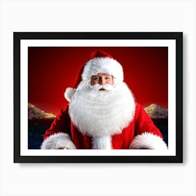 A Traditional Santa Claus Costume With Vivid White Fur Accents Bright Red Coat Velvet Hat And Flu (1) Art Print