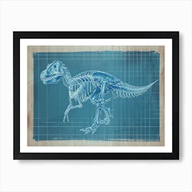 Pachycephalosaurus Skeleton Hand Drawn Blueprint 2 Art Print