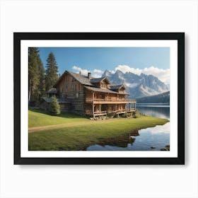 Log Cabin In The Mountains Art Print