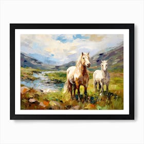 Horses Painting In Scottish Highlands, Scotland, Landscape 4 Art Print