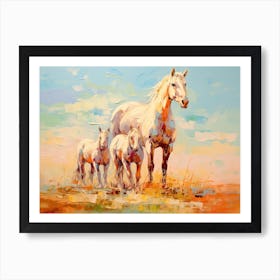 Horses Painting In Big Sky Montana, Usa, Landscape 4 Art Print