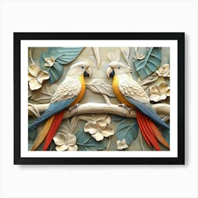 Beautiful Parrot 3d 3 Art Print