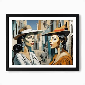 Two Women In Hats Art Print
