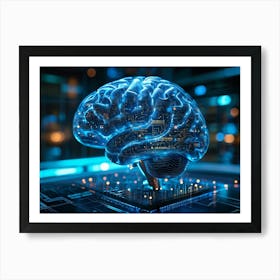 Abstract Concept Of A Human Brain Dotted With Icons Of Security And Innovation Acting As An Interf (4) Art Print