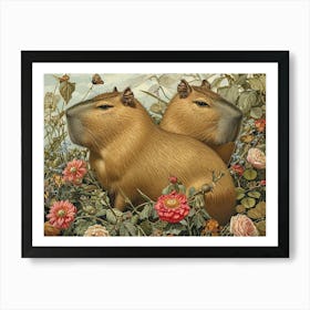 Floral Animal Illustration Capybara 1 Art Print