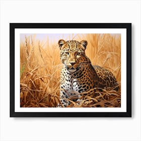 African Leopard Stealthily Stalking Prey Realism 4 Art Print