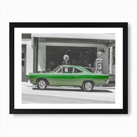 Vintage America Green Car Art Print