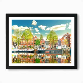 Amsterdam Architecture And Reflections On The Canal Art Print