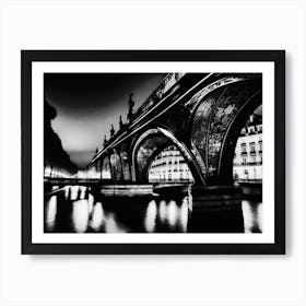 Paris Bridge At Night Art Print