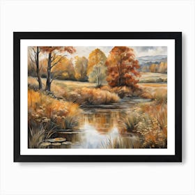 Autumn Pond Landscape Painting (63) Art Print