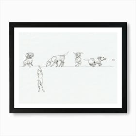 A comedy of dogs Art Print