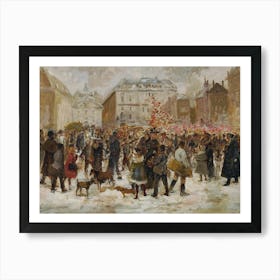 Vintage Christmas Market Art Print