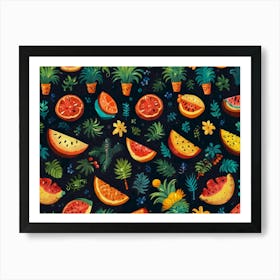 Tropical Fruit Pattern Art Print