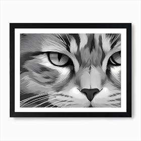 A Vector Art Piece Using A Monochromatic Palette Of Shades Of Gray Cat Eyes Art Print