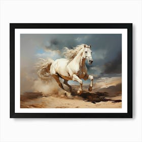 White Horse In The Desert Art Print