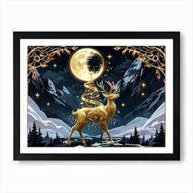 Deer In The Moonlight Art Print