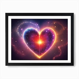 A Colorful Glowing Heart On A Dark Background Horizontal Composition 64 Art Print
