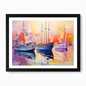 Boats In The Harbor 3 Art Print