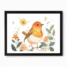 Little Floral Robin 2 Art Print