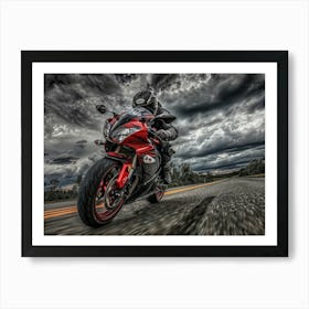 Rider On Red Bike (20) Art Print