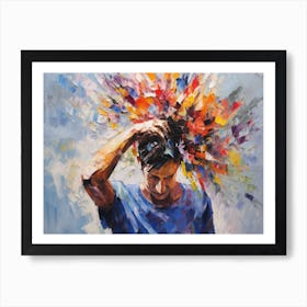 Man With A Colorful Head Art Print