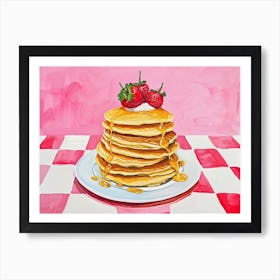Pancake Stack Pink Checkerboard 1 Art Print