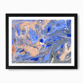 Pink And Blue Marbled Abstract Art Print