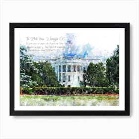 White House, Washington DC, Watercolor Art Print