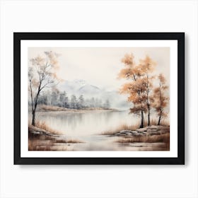 A Painting Of A Lake In Autumn 72 Art Print