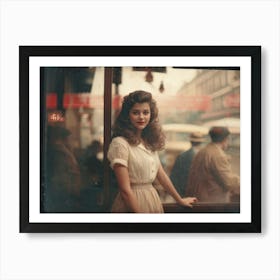 Young Lady Poses For A Camera Blurry Effect Reminiscent Of A Photograph Taken Through A Misty Shop Art Print