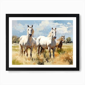 Horses Painting In Mendoza, Argentina, Landscape 2 Art Print