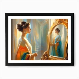 Woman Looking In The Mirror Art Print