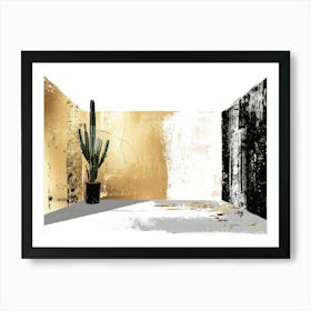 Gold And Black Abstract Painting 65 Art Print