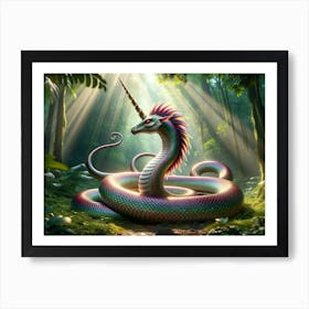 Magical Unicorn-Snake Fantasy Art Print