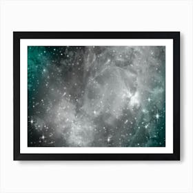 Teal Black Galaxy Space Background Art Print