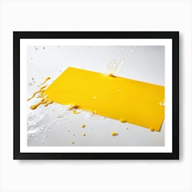 An Expressionistic 3d Concept Art Of A Signal Yellow Sheet Of Paper With White Color Splashes Erupti Art Print