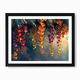 Elegant Colorful with Vibrant Flower Hanging Branches 11 Art Print