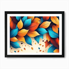 Beautiful Illustration Of Colorful Leaves 8 Art Print